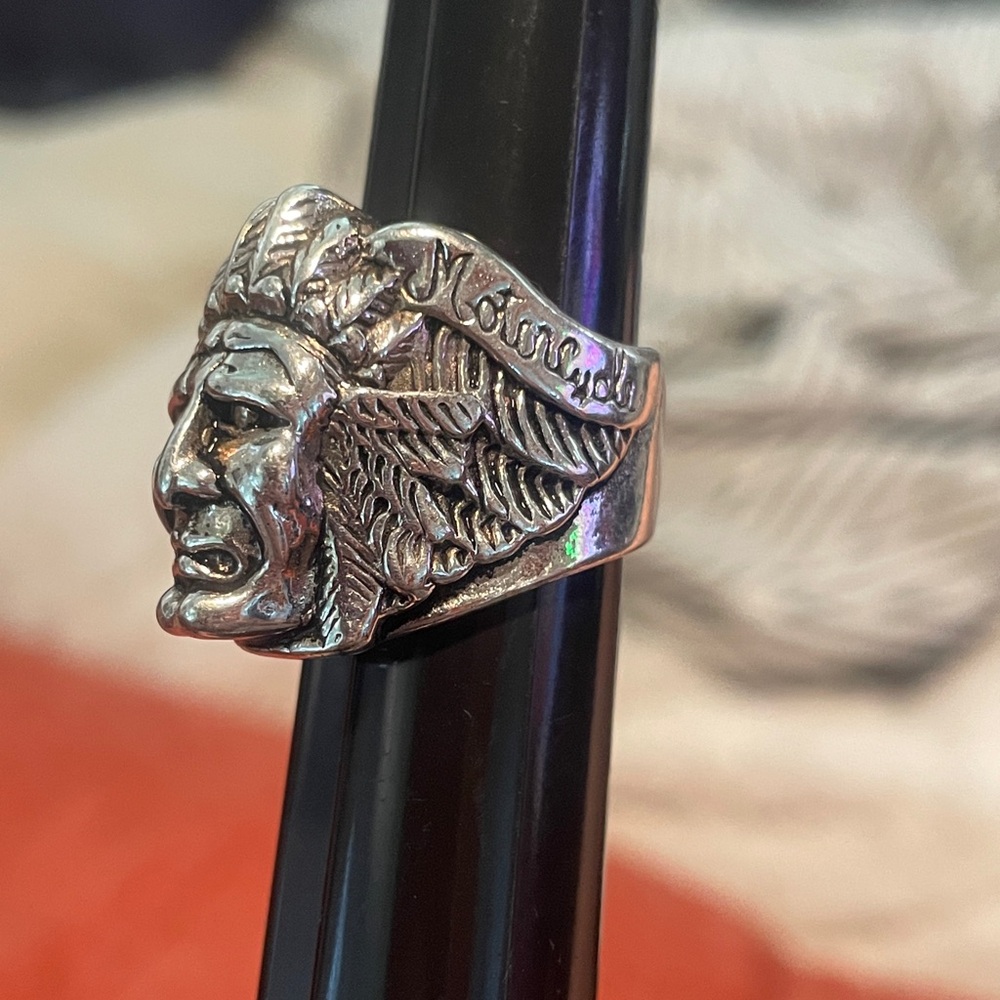 Silver Native American Chief Ring - image 1